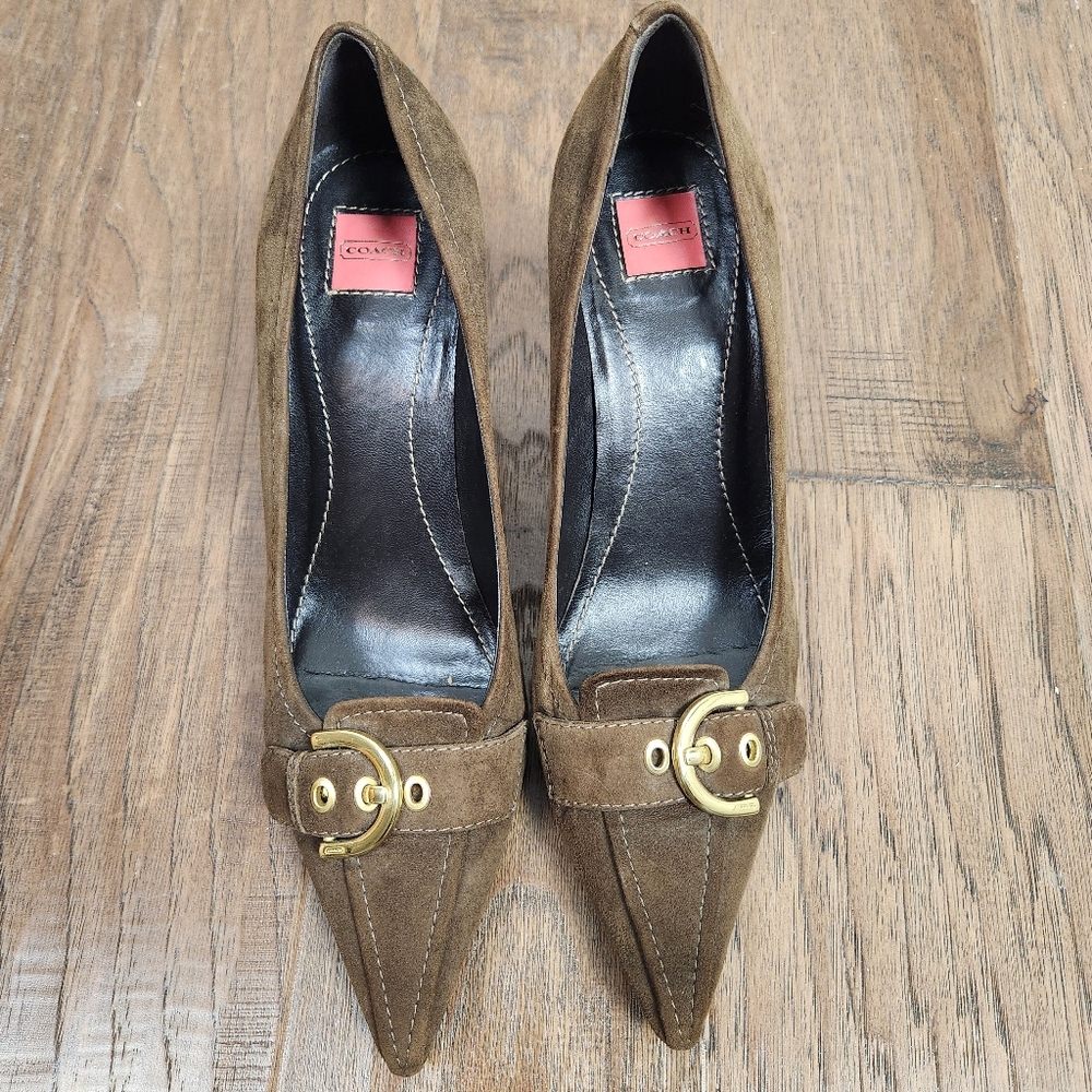 COACH "Sarrah" Pointed Toe Heeled Loafer - Picture 6 of 13